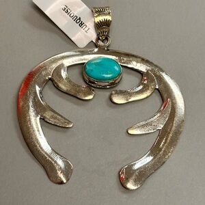 Large Sterling Turquoise Pendant